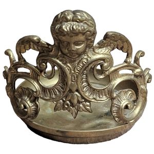 Vintage Brass Cherub Candle Holder 4.5" Liards LTD. Made in India Home Decor